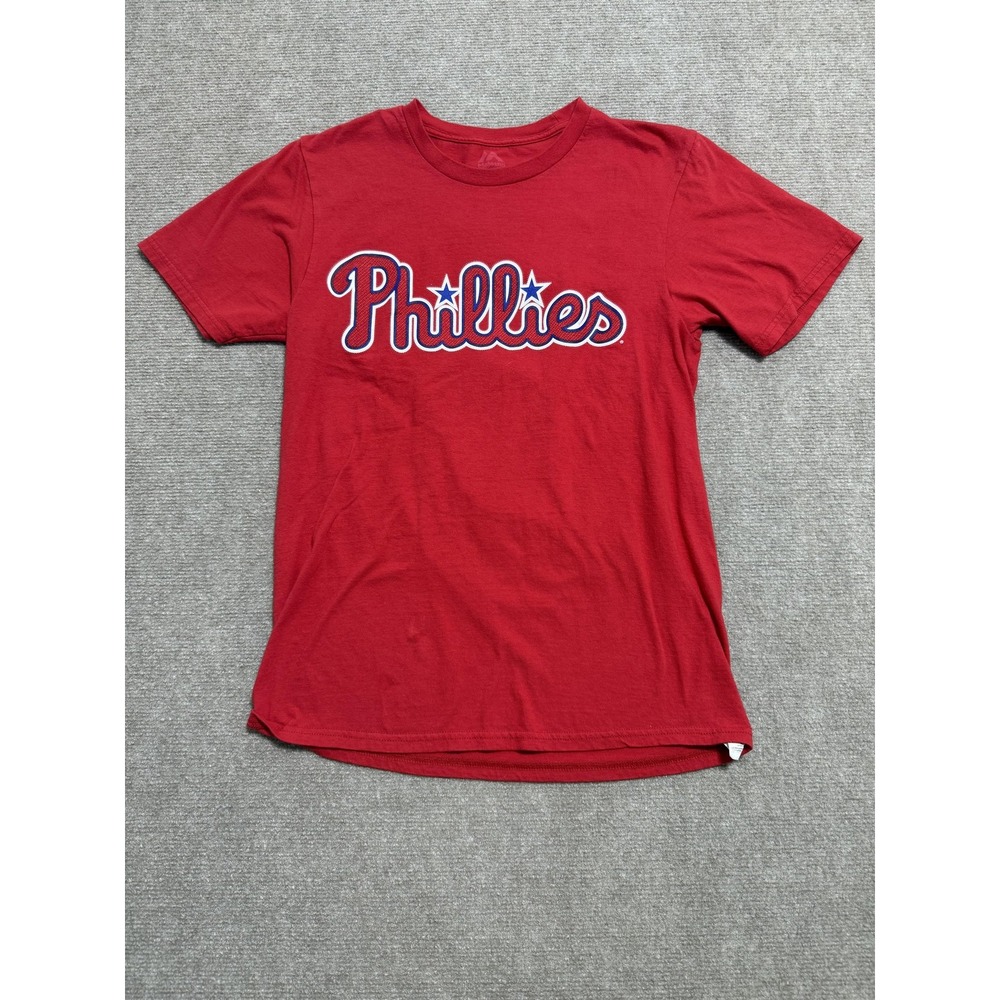 Philadelphia Phillies Shirt Mens Small Red MLB Baseball Bryce Harper 3 Script